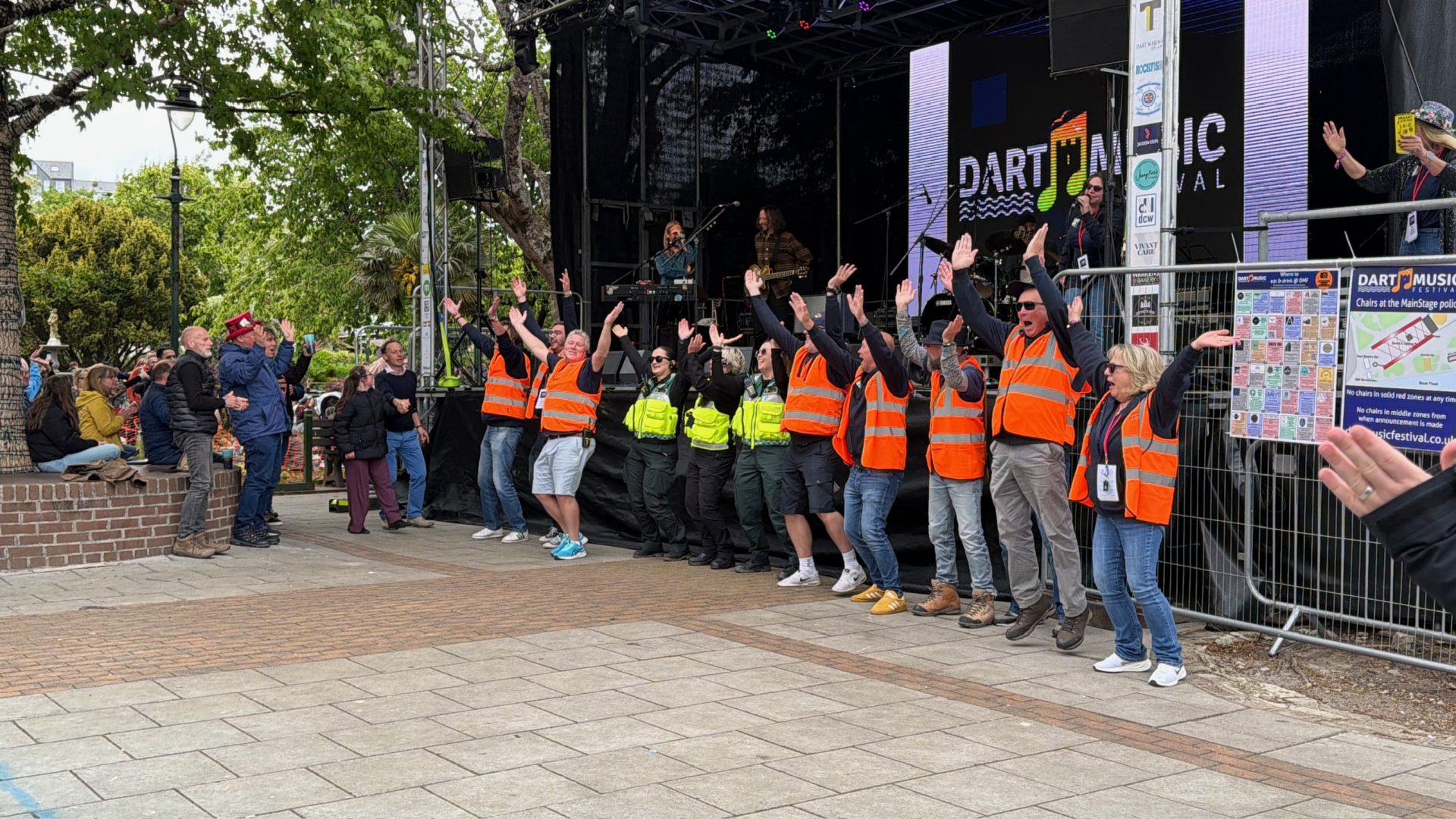 Event team in front of the main stage at Dart Music Festival