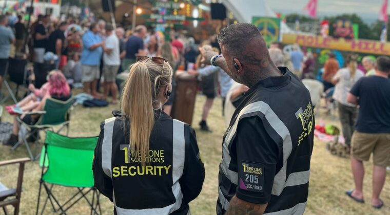 Tier 1 SIA security staff watching a festival crowd