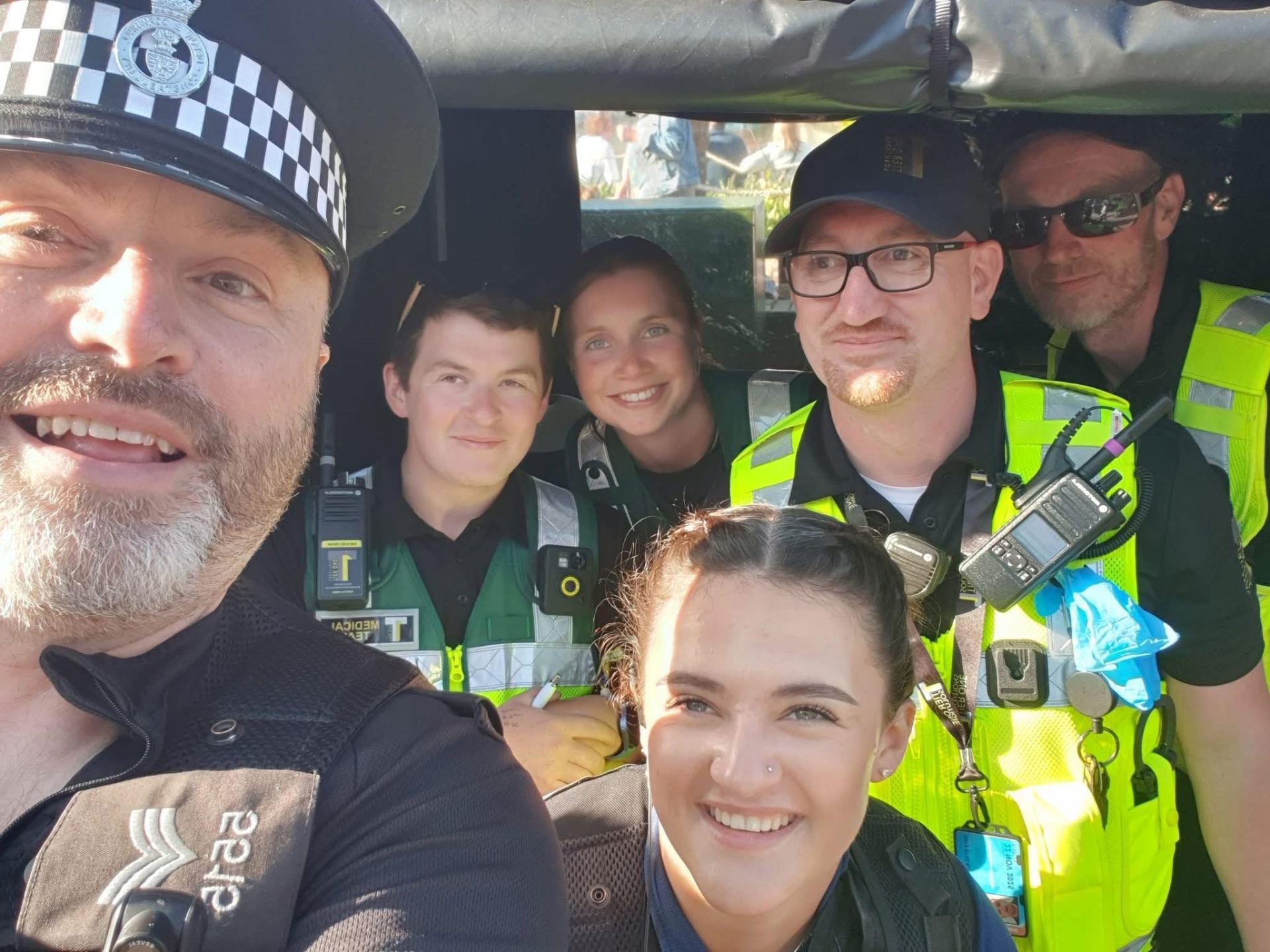 Tier 1 Solutions staff with a police officer on a multi-agency deployment