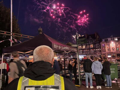 Tier 1 Solutions security officer on crowd duty during the Dartmouth Regatta fireworks